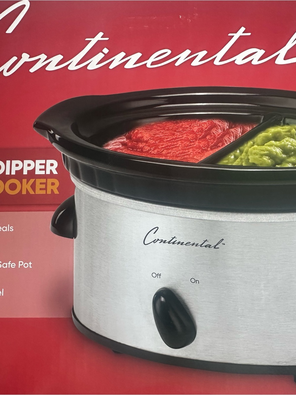 Continental 1 Liter Compacity Double Dipper Slow Cooker stainless Steel Body